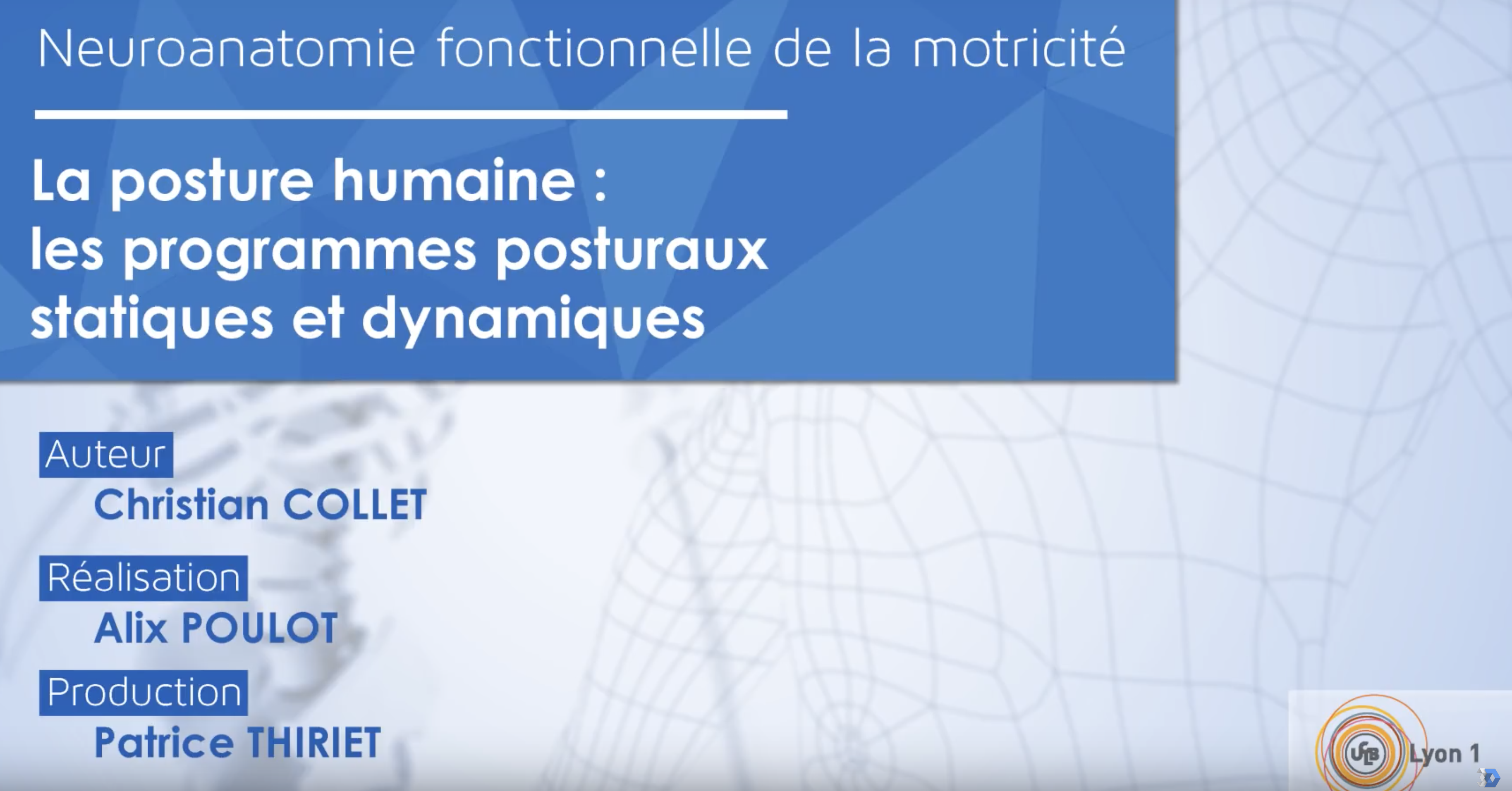 La posture humaine : les programmes posturaux statiques et dynamiques